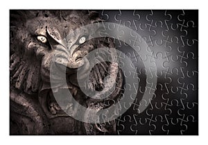 Fear and aggression management - Psychological concept image in jigsaw