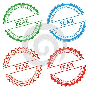 Fear badge isolated on white background.