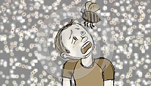 Fear of bees,, illustration
