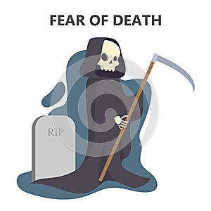 Fear of death. Horror character in black robe