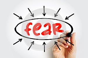 FEAR - Face Everything And Rise acronym text with arrows, concept for presentations and reports