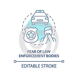 Fear of law enforcement bodies blue concept icon