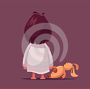 Fear. Nightmare for a child. Cartoon vector illustration. Looking for a monster