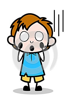 Fear - School Boy Cartoon Character Vector Illustration