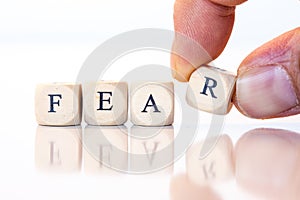 Fear, spelled with dice letters