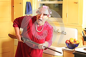 Fearful Granny with Rifle photo