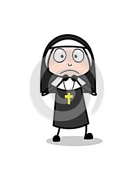 Fearful Nun Woman Face Expression