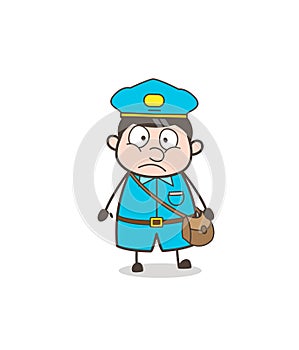 Fearful Postal-Worker Face Vector
