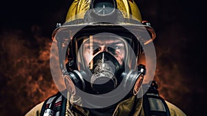 Fearless Protector Portrait of a Firefighter in Protective Gear. Generative AI