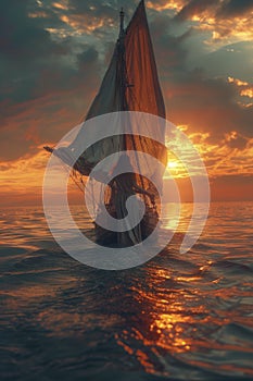 A fearless young woman embarks on a captivating journey, sailing across the open seas