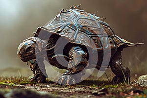 Fearsome Anthropomorphic armored turtle. Generate ai