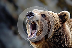 Fearsome Bear roaring. Generate Ai