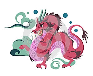 Fearsome dragon creature with horns and claws