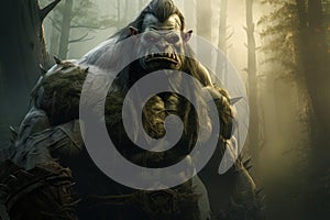 Fearsome Green orc character. Generate Ai