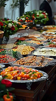 Feast array A captivating view of assorted dishes on buffet