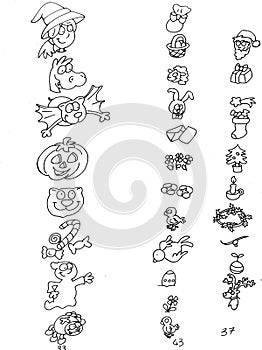 Feast icons chine coloring humorous children for books and teaching