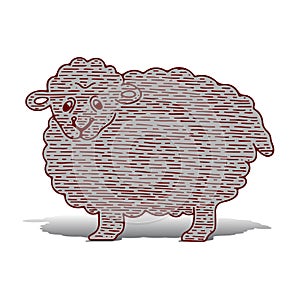 Feast of Sacrifice Kurban-bayram, ornate ram sheep, cartoon on