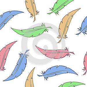 feather art drawn seamless pattern