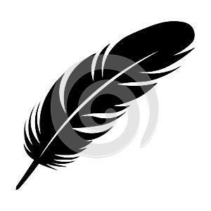 Feather black vector icon on white background