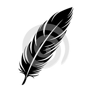 Feather black vector icon on white background
