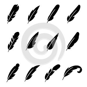 Feather black vector icons