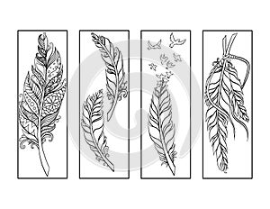 Feather Bookmarks Coloring Page