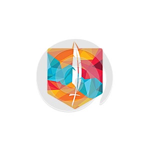 Feather christian cross logo design.