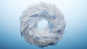 Feather Circle on Blue Background