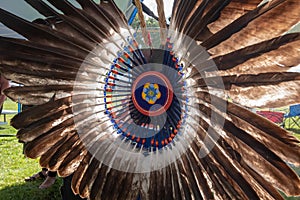 Feather decorations at Oregon powwow