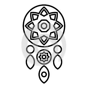 Feather dream catcher icon outline vector. Indian native