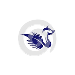 Feather Fox Logo, flat fox logo