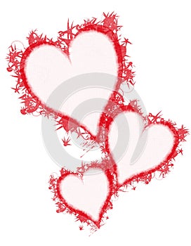 Feather Grunge Red Hearts Clip Art