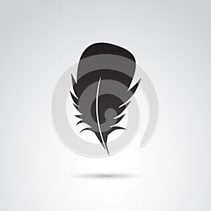 Feather icon on white. Vector art.