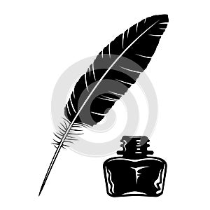 Feather and ink bottle