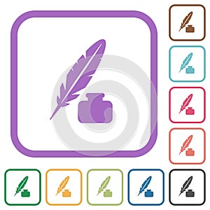 Feather and ink bottle simple icons