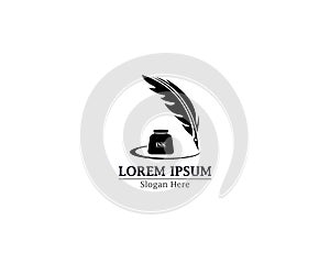 Feather ink pen logo illustartion design