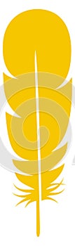 Feather logo. Bird plumage. Yellow quill icon