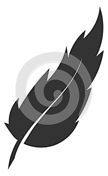 Feather logo. Black quill silhouette. Writing symbol