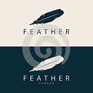 Feather Logo Design Minimalist Vector Template
