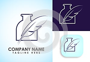 Feather logo design vector template. Feather logo for a writer or publishers