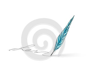 Feather pen icon. Calligraphy sign.