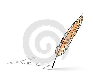 Feather pen icon. Calligraphy sign.