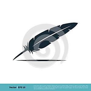 Feather Pen Icon Vector Logo Template Illustration Design. Vector EPS 10