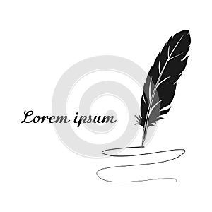 Feather pen icon on a white background.