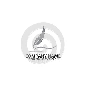 feather pen symbol icon vector logo