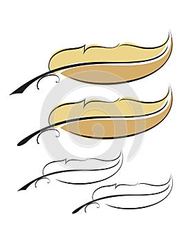 Feather - Quill design set in color or black and white