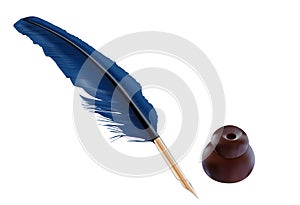 Feather quill and inkwell