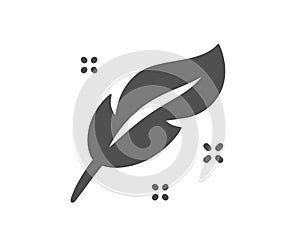 Feather quill pen icon. Calligraphy nib sign. Vector