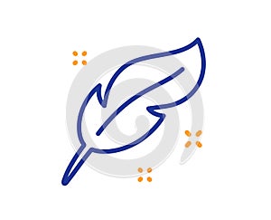 Feather quill pen line icon. Calligraphy nib sign. Vector