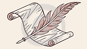 Feather Quill and Rolled Parchment Scroll, vector design Generative AI